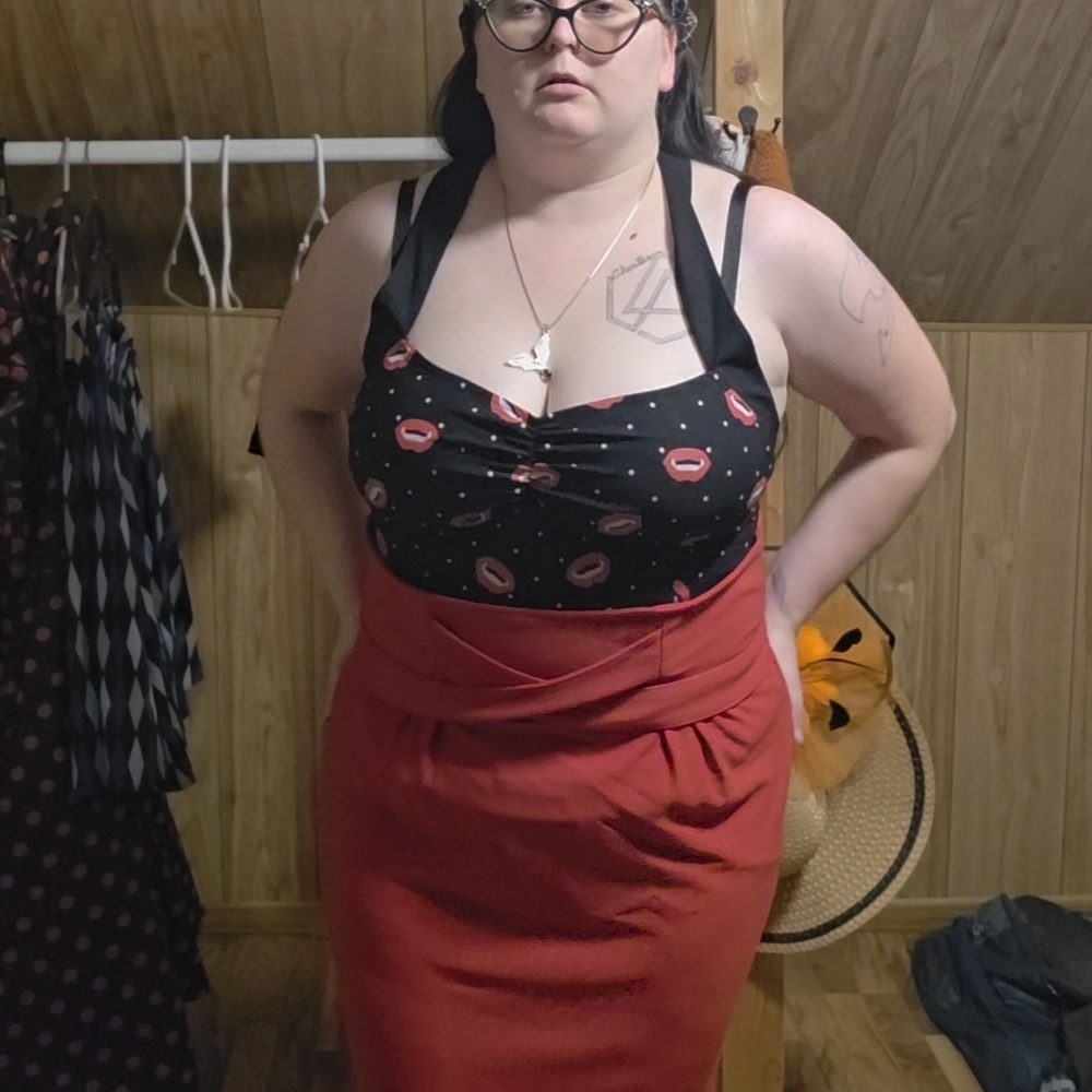 Red Vintage Pencil Skirt